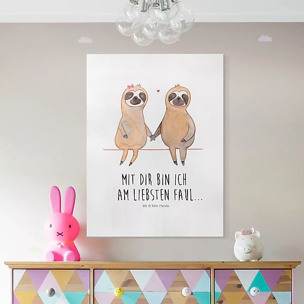 Leinwandbild Mr. & Mrs. Panda - Faultier - Mit Dir günstig online kaufen