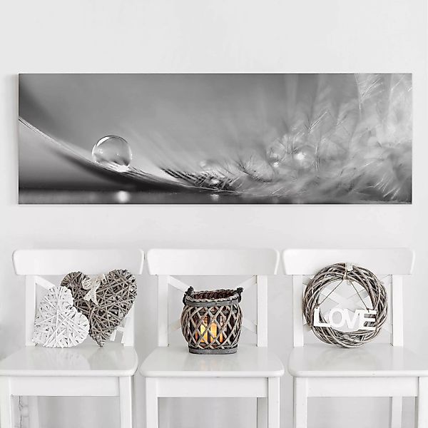 Leinwandbild Abstrakt - Panorama Story of a Waterdrop Black White günstig online kaufen