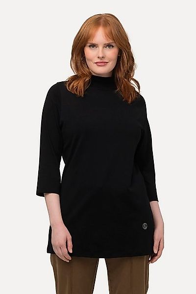 Ulla Popken T-Shirt Shirt A-Linie Stehkragen 3/4-Arm Pima Cotton günstig online kaufen