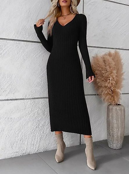 RUZU UG Dirndl Damen kleid mit V-Ausschnitt für Herbst Winter Jerseykleid S günstig online kaufen