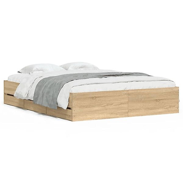 vidaXL Bettgestell mit Schubladen Sonoma-Eiche 140x190cm Holzwerkstoff19380 günstig online kaufen