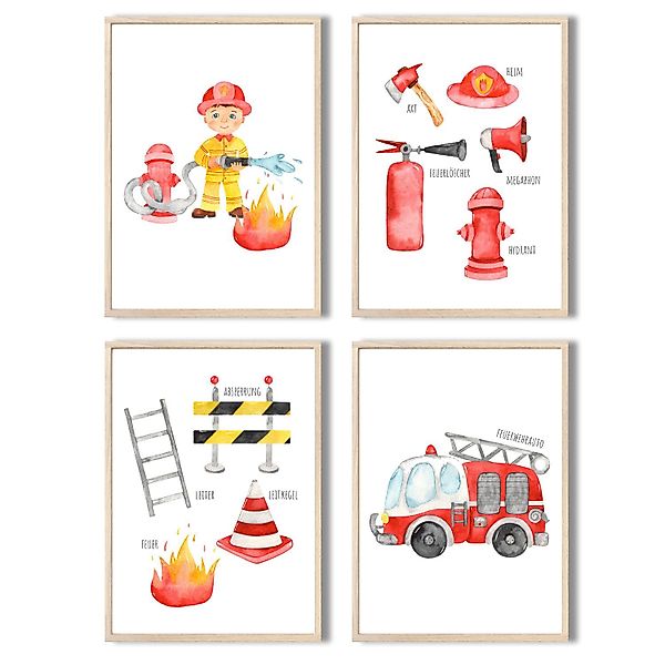 MeinBaby123® Poster Feuerwehr, Bilder Kinderzimmer Deko günstig online kaufen