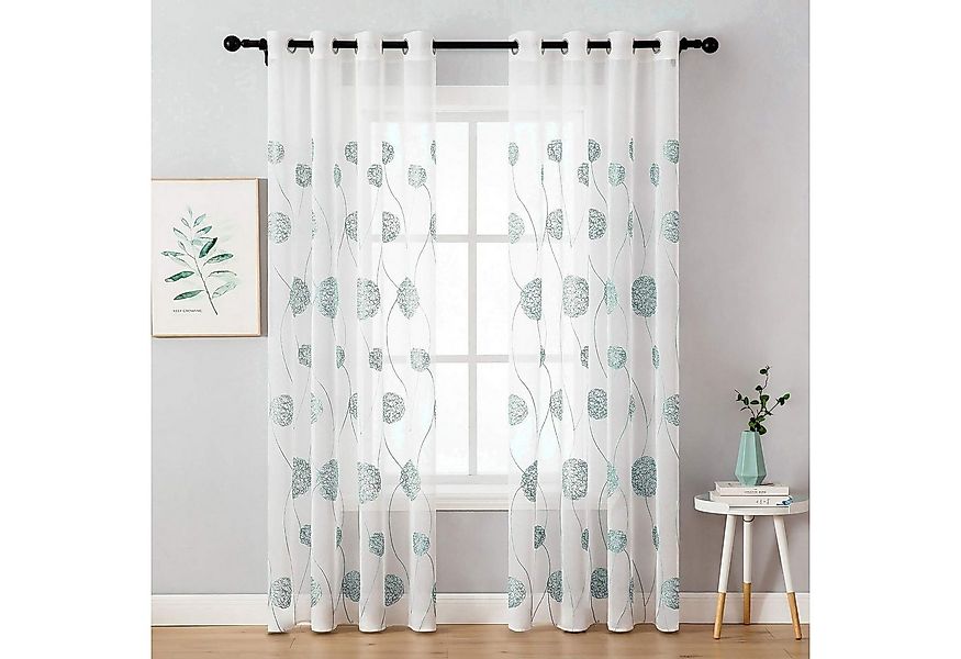 BYSURE Vorhang Gardinen mit Florales Stickerei (2 St), Ösen, transparent, V günstig online kaufen
