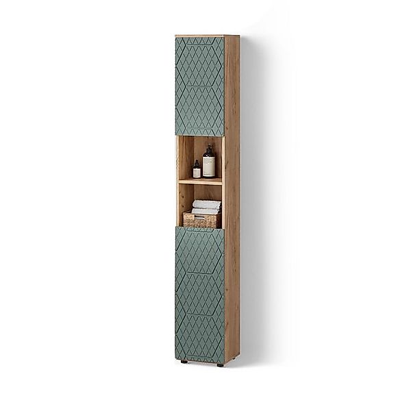 Livinity® Hochschrank Ronco, Grün/Goldkraft Eiche/Grün, 30 x 192 cm günstig online kaufen