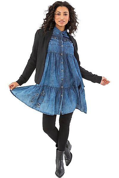 Gio Milano Jeanskleid G29-5104, mit Strassbesatz und Hemdkragen Strassbesat günstig online kaufen