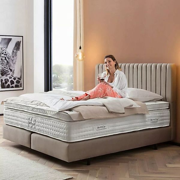 BettCo Boxspringbett Paris (in Taupe Velours, 140 x 200 cm), Pfeifensteppun günstig online kaufen