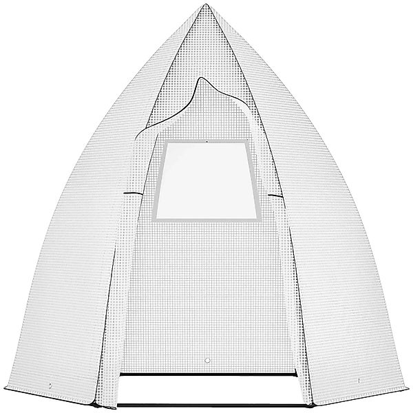 Outsunny Gewächshaus Mini Metall PE-Kunststoff 160L x 140B x 180H cm Weiß günstig online kaufen