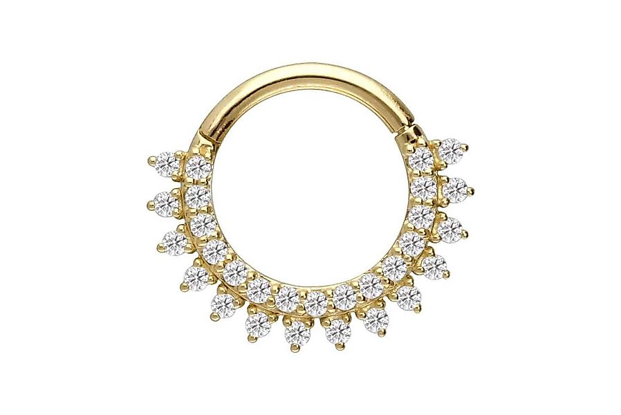 PIERCINGLINE Nasenpiercing 14/18 Karat Gold Segmentring Clicker EINGEFASSTE günstig online kaufen