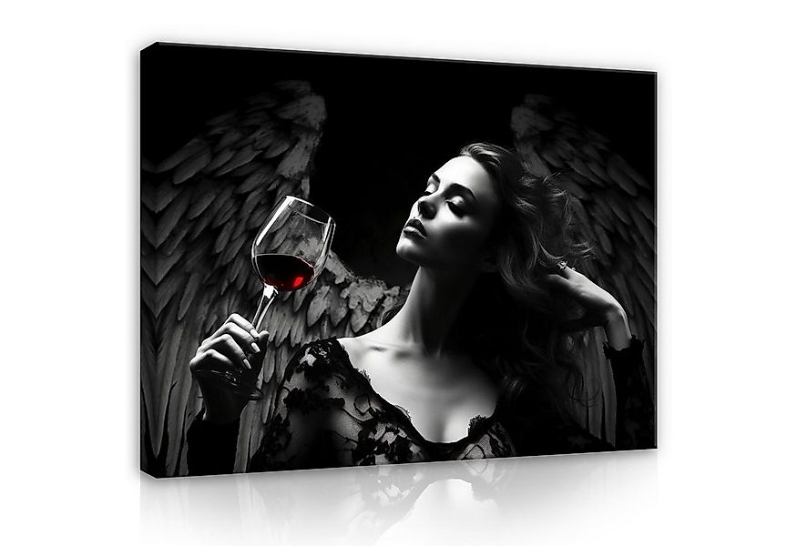 Wallarena Leinwandbild Frau Engel Schwarz Wandbilder groß XXL Leinwandbilde günstig online kaufen