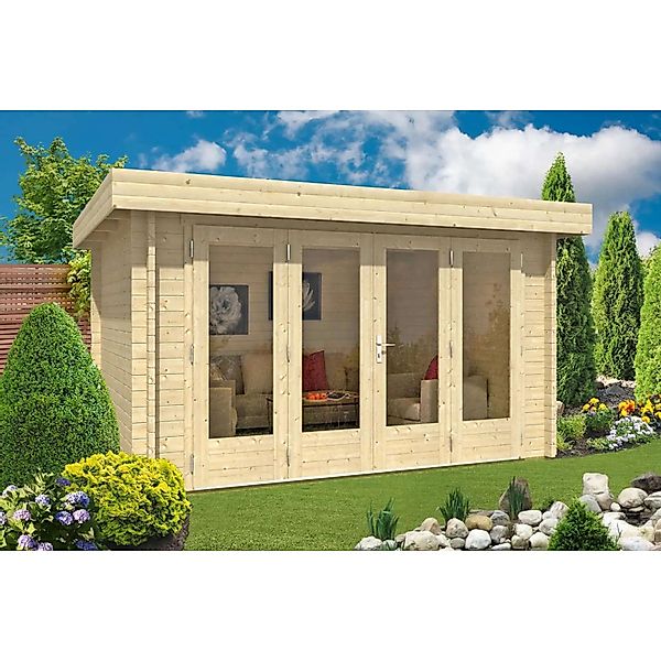 Alpholz Gartenhaus Java-44 Flachdach Unbehandelt 410 cm x 350 cm günstig online kaufen