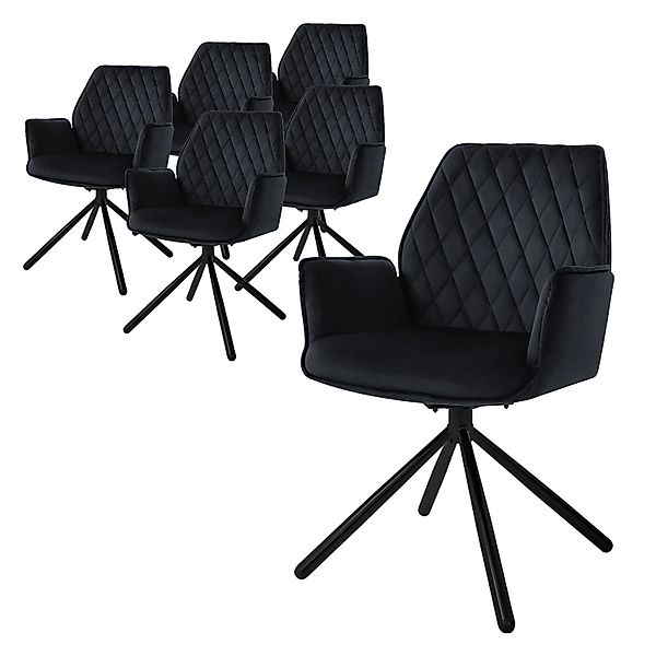 ML-Design Esszimmerstühle 6Er Set Samt Schwarz mit Arm und Rückenlehne Dreh günstig online kaufen