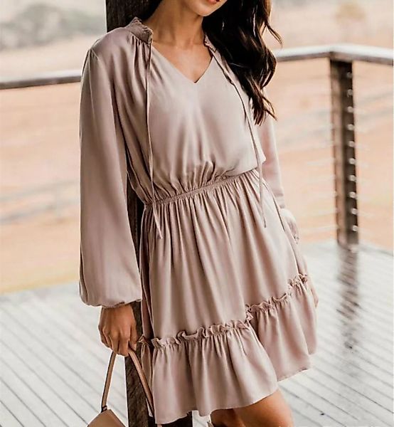 AFAZ New Trading UG Maxirock Damenkleid mit Rüschen, V-Ausschnitt, langen Ä günstig online kaufen