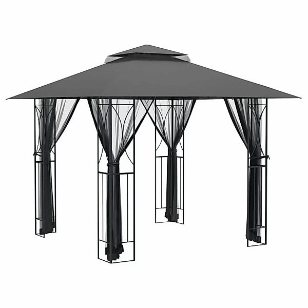 vidaXL Pavillon mit Seitenwänden Anthrazit 300x300x270 cm Stahl günstig online kaufen