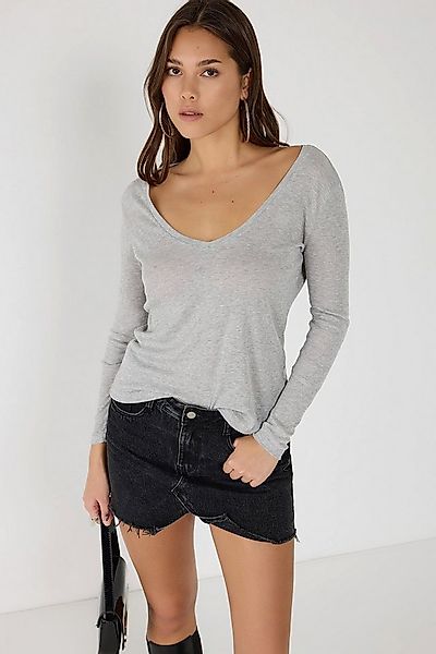 No Matter What Blusentop Basic-Bluse mit weitem Ausschnitt und langen Ärmel günstig online kaufen