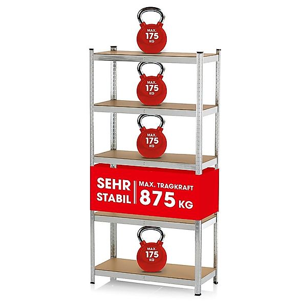 EASYmaxx Schwerlastregal 180x90x40 cm, 875 kg Traglast, 175 kg pro Ebene, 1 günstig online kaufen