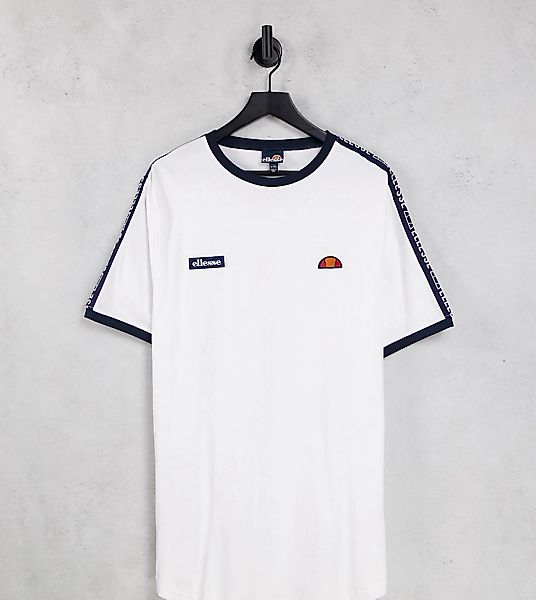 ellesse Plus – Fede – T-Shirt in Weiß mit Zierband im Markendesign günstig online kaufen
