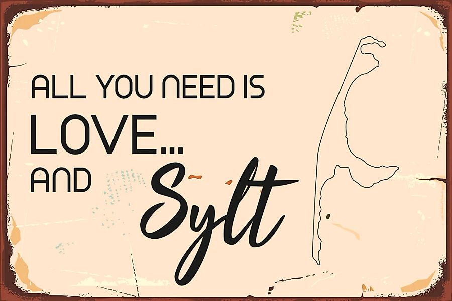 queence Metallbild "All you need is Sylt", Strand-Schriftzug-Sprüche-Sprüch günstig online kaufen