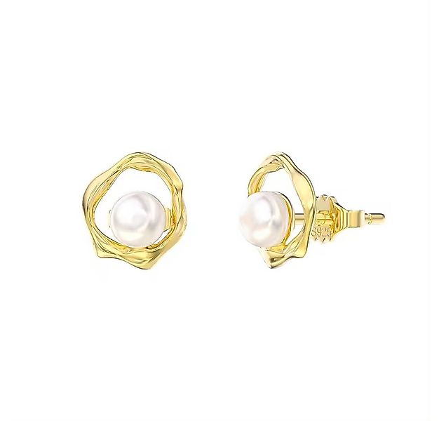 Runde Perlé Perlenohrringe Perle im Kreis, handgefertigte Ohrstecker, Süßwa günstig online kaufen