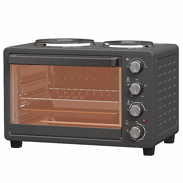 HOMCOM Minibackofen 28 L 2600W Mini Backofen 100-230℃ 60 Min. Timer, mit 2 günstig online kaufen