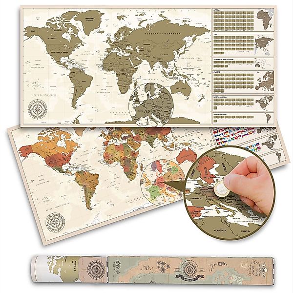Goods+Gadgets Poster Scrape Off World Map, günstig online kaufen