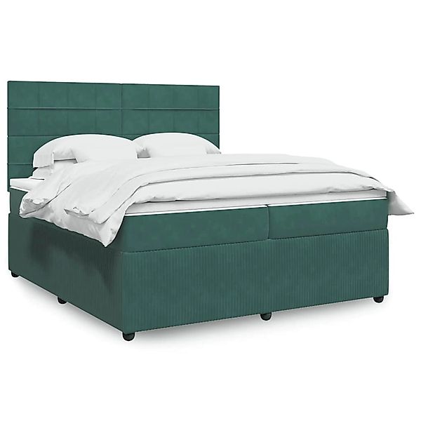 vidaXL Boxspringbett mit Matratze Dunkelgrün 200x200 cm Samt 3294733 günstig online kaufen