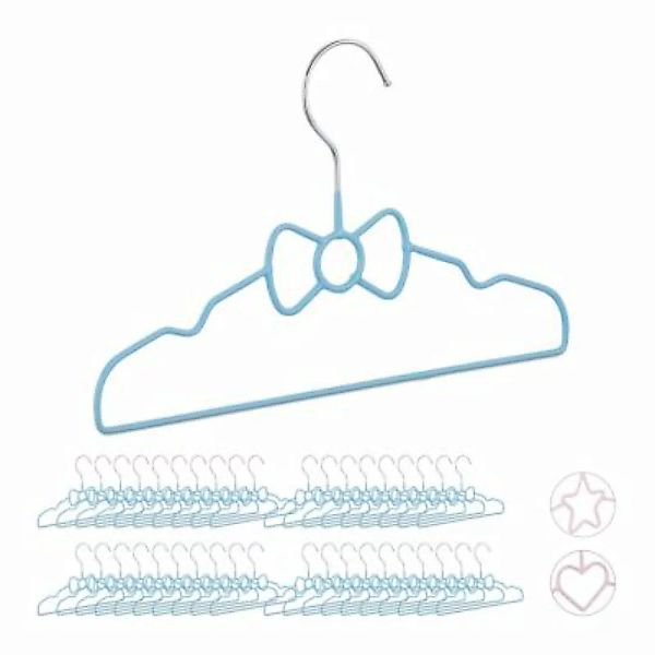 relaxdays 40 x Kinderkleiderbügel Schleife blau günstig online kaufen
