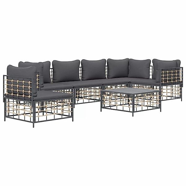 Vidaxl 7-tlg. Garten-lounge-set Mit Kissen Anthrazit Poly Rattan günstig online kaufen