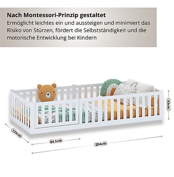 Alavya Home® Kinderbett Bodenbett "TITAN" mit Tür aus Buche FSC® 100% zerti günstig online kaufen