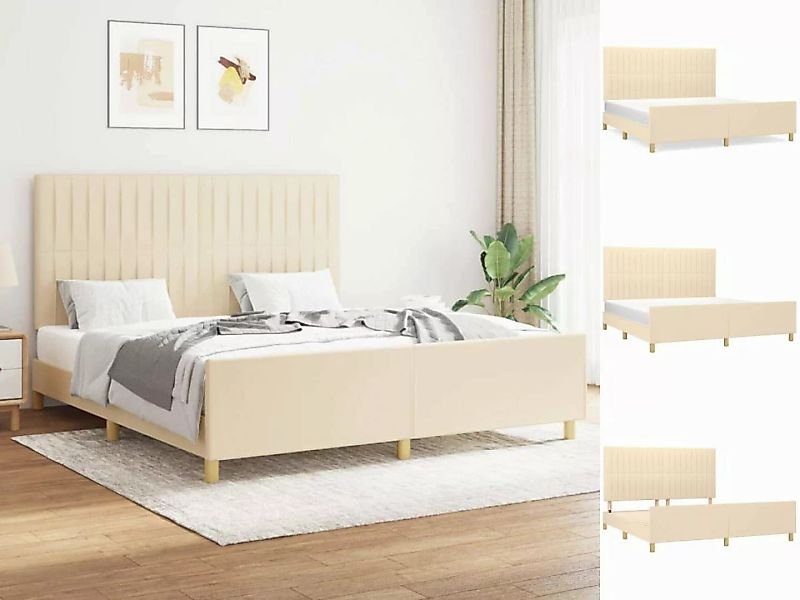 vidaXL Bettgestell Bettrahmen mit Kopfteil Creme 160x200 cm Stoff Bett Bett günstig online kaufen