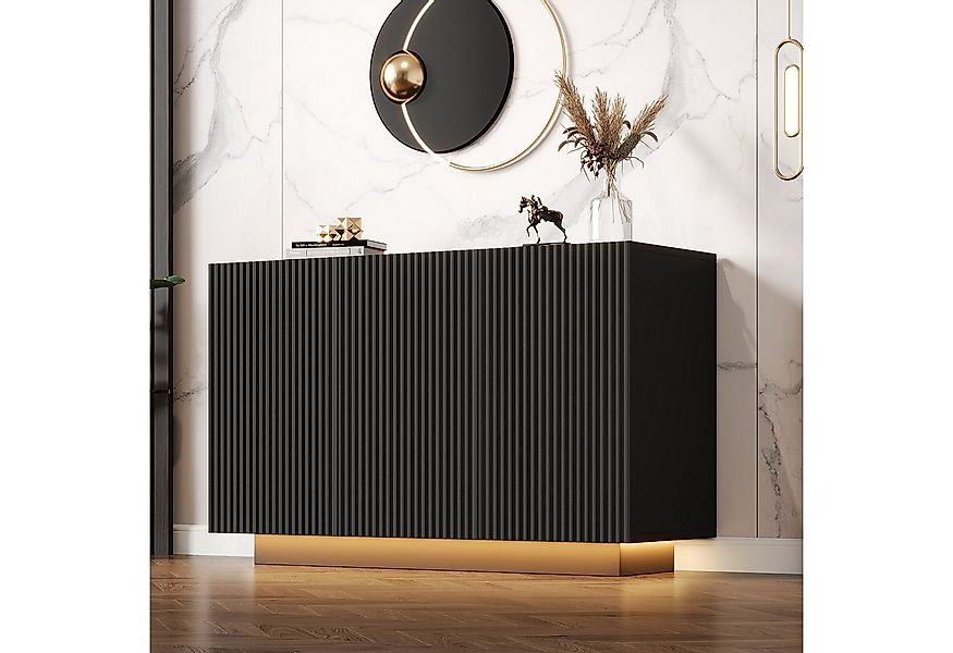 Merax Sideboard in Schwarz-Marmoroptik (1 St., Buffetschrank mit Push-to-Op günstig online kaufen