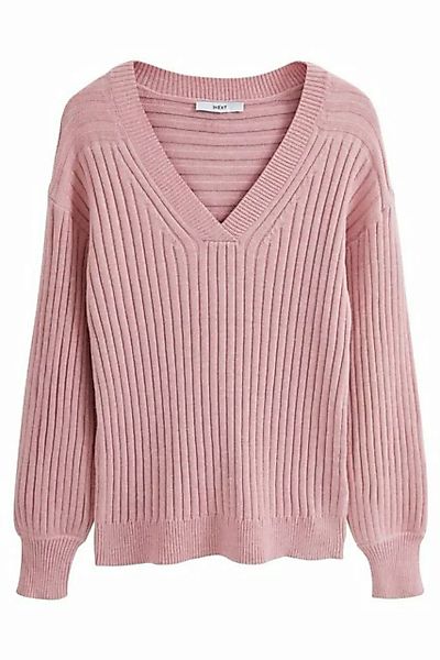 Next V-Ausschnitt-Pullover Gerippter Pullover mit V-Ausschnitt, Kurzgröße ( günstig online kaufen
