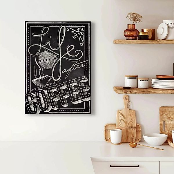 Bricoflor Leinwand Bild Mit Kaffeetasse Schwarz Weißes Bild Für Küche Im Re günstig online kaufen