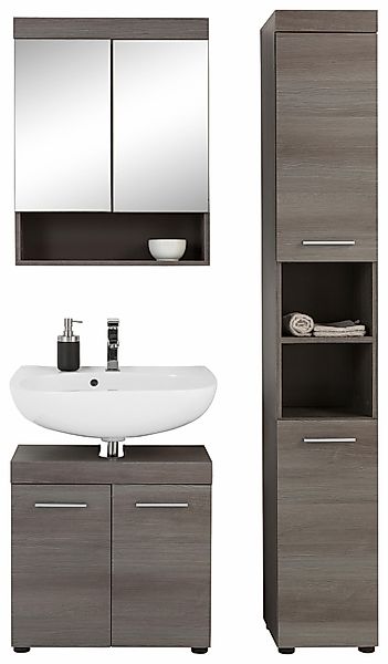 welltime Badmöbel-Set "Royan", (Set, 3 St.), Badmöbel-Set: Hochschrank, Spi günstig online kaufen