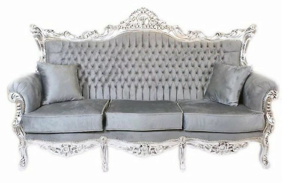 Casa Padrino 3-Sitzer Barock 3er Sofa Master Grau / Silber Mod1 - Wohnzimme günstig online kaufen