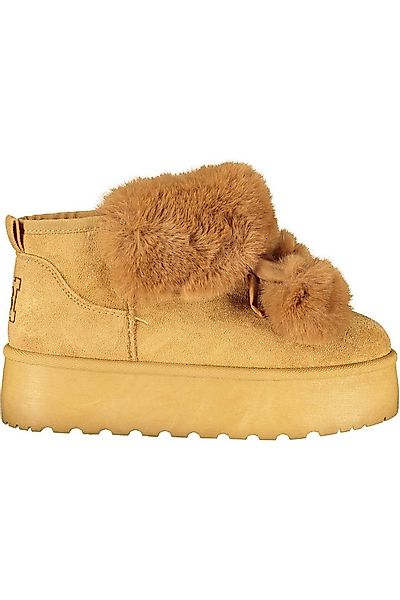 Laura Biagiotti Stiefelette Damenstiefel Braun mit Fell, Pom Pom, Stickerei günstig online kaufen