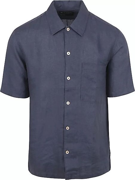 Marc O'Polo Hemd Short Sleeves Leinen Navy - Größe XL günstig online kaufen