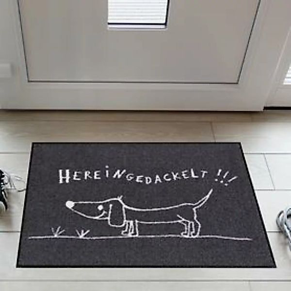 Waschbare Fußmatte 'Hereingedackelt' günstig online kaufen