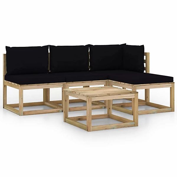 5-tlg. Garten-lounge-set Mit Schwarzen Kissen günstig online kaufen