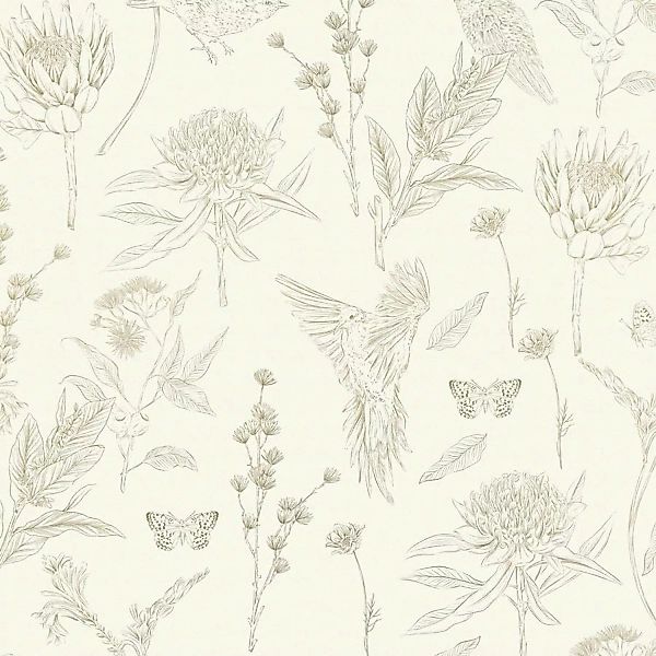 Bricoflor Vintage Tapete Mit Wildblumen Creme Grün Landhaus Vliestapete Mit günstig online kaufen