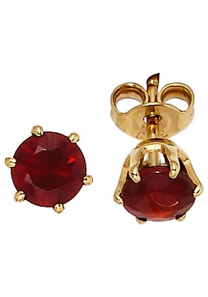 JOBO Paar Ohrstecker, rund 585 Gold mit Granat günstig online kaufen