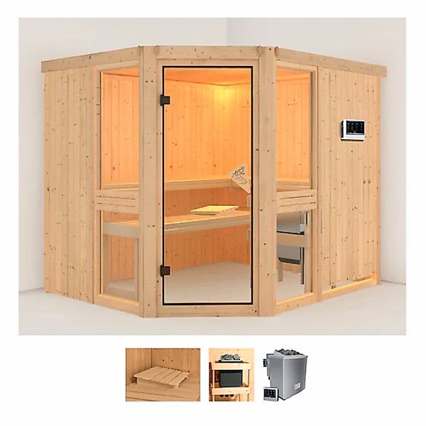 Karibu Sauna »Aline 3« Set, 9-kW-Bio-Ofen mit externer Steuerung günstig online kaufen