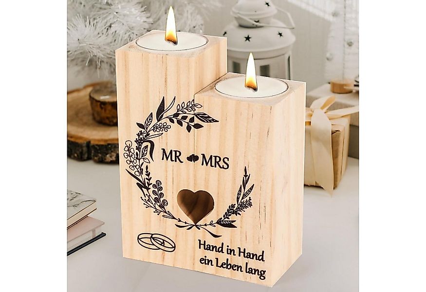 LuxusKollektion Kerzenständer Hochzeitsgeschenk Kerzenständer Set Holz Mr u günstig online kaufen