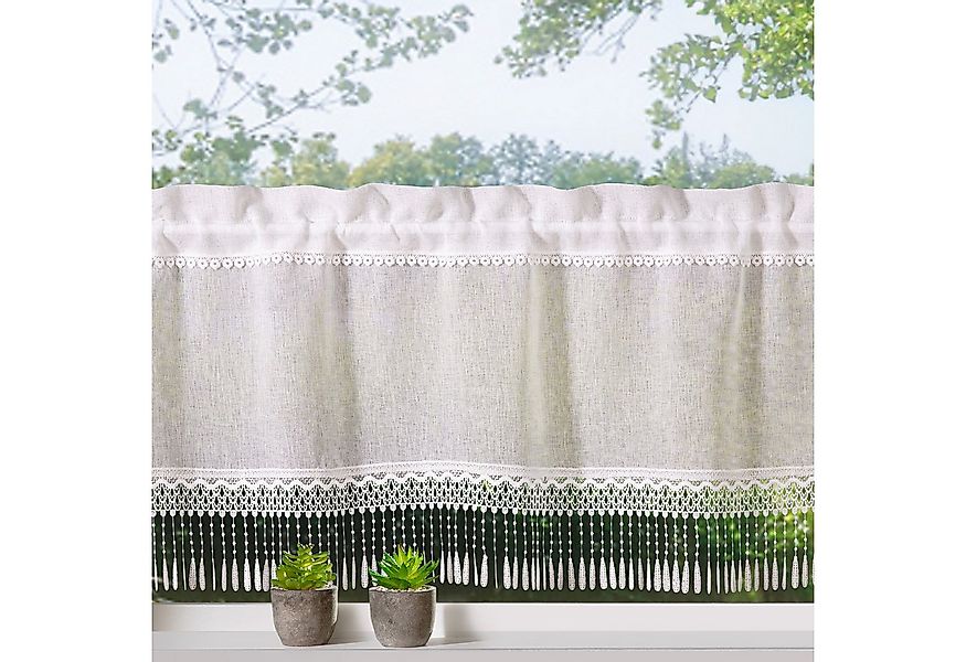 heimtexland Scheibengardine Landhaus Gardine Leinen Optik natur Kurzstore ( günstig online kaufen