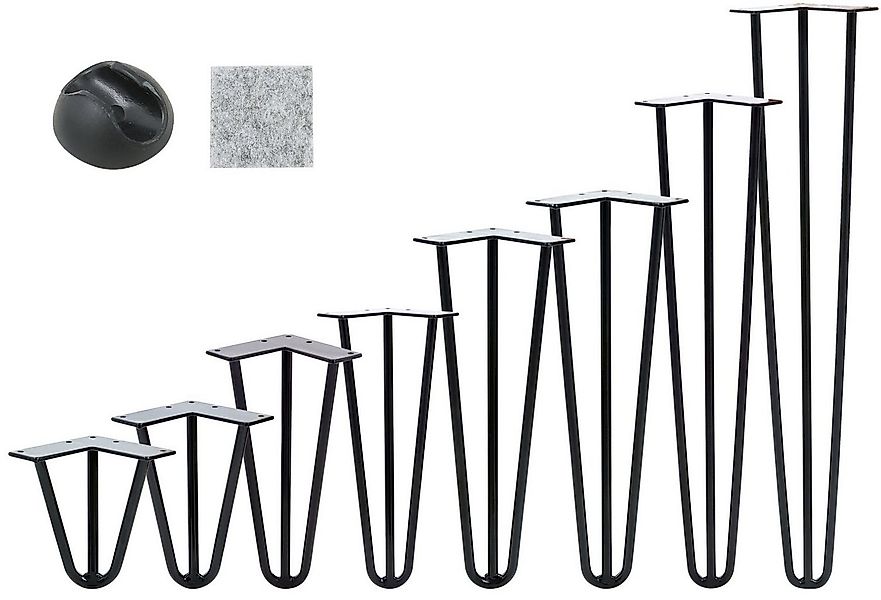VENDOMNIA Tischbein Hairpin 4er Set, Metall, aus Stahl, 2 oder 3 Streben, G günstig online kaufen