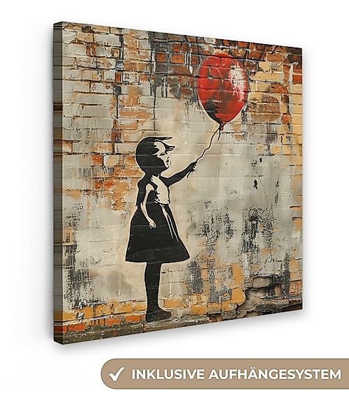OneMillionCanvasses® Leinwandbild Graffiti - Banksy Style - Mädchen mit Luf günstig online kaufen