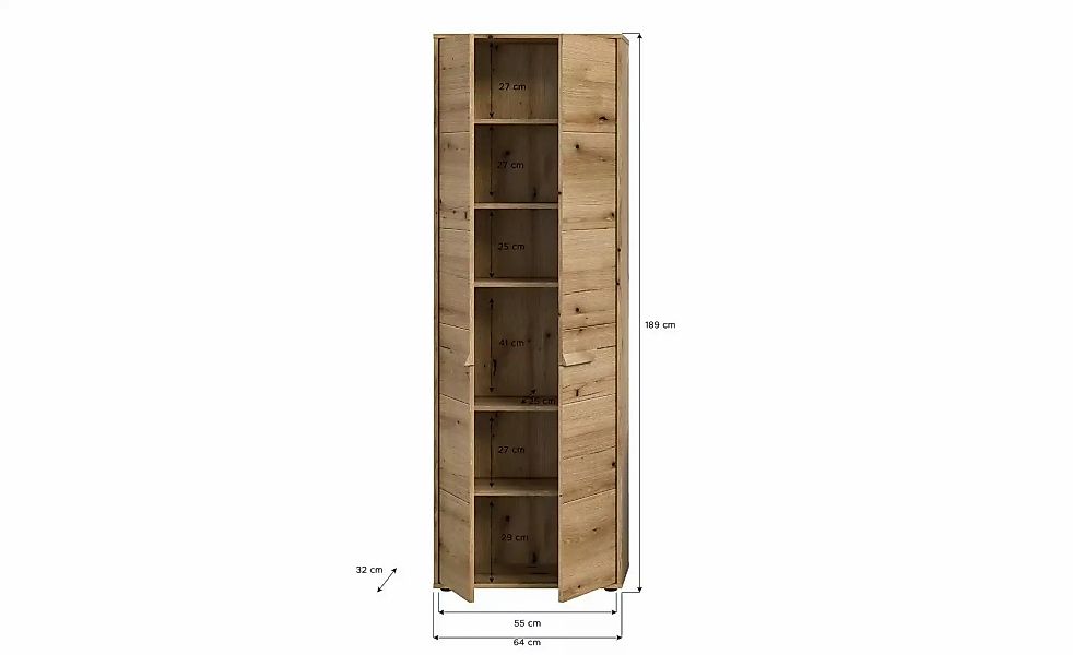 Hochschrank  Zernowsee ¦ holzfarben ¦ Maße (cm): B: 64 H: 189 Schränke > Ba günstig online kaufen