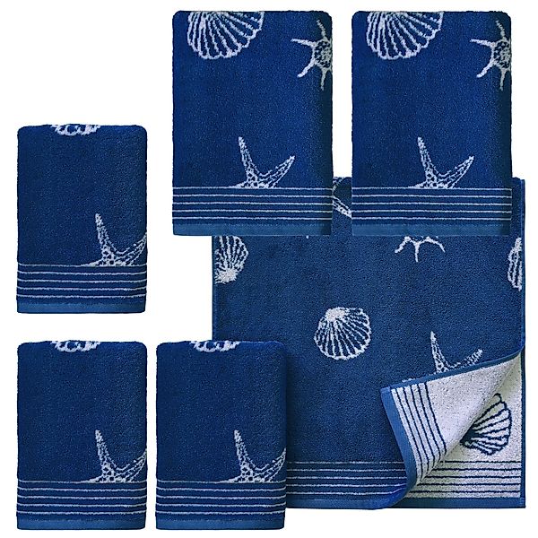 Dyckhoff Handtuch Set »Seashell« Set 6 Stk. Walkfrottee mit Muschelmuster; günstig online kaufen