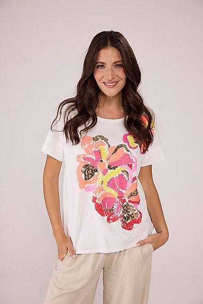 Lieblingsstück Rundhalsshirt DavyL mit Blumendruck und Pailletten günstig online kaufen