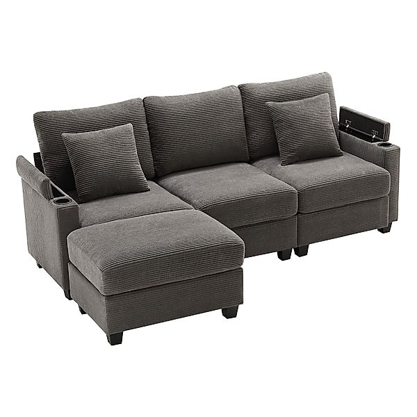 i@home Ecksofa L-förmiges Sofa, 3-Sitzer-Sofa, Beige/Grau, günstig online kaufen