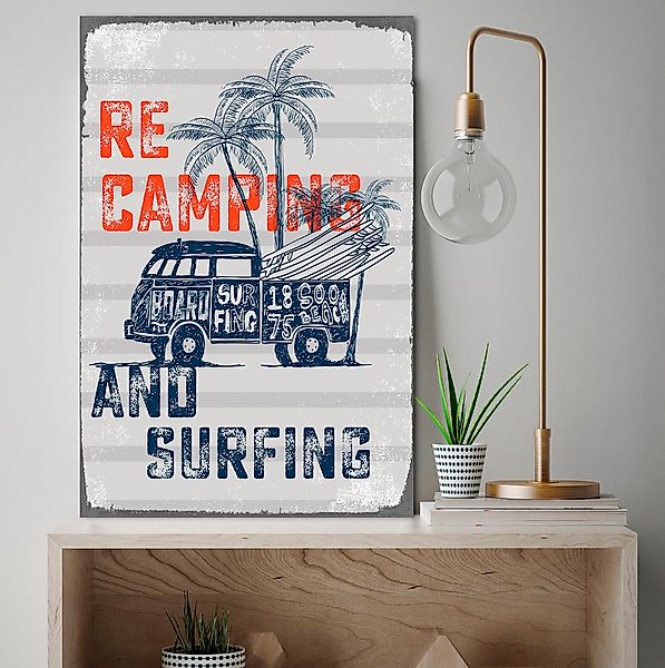 queence Metallbild "ReCamping", Strand-Schriftzug-Motivationsbilder, (1 St. günstig online kaufen